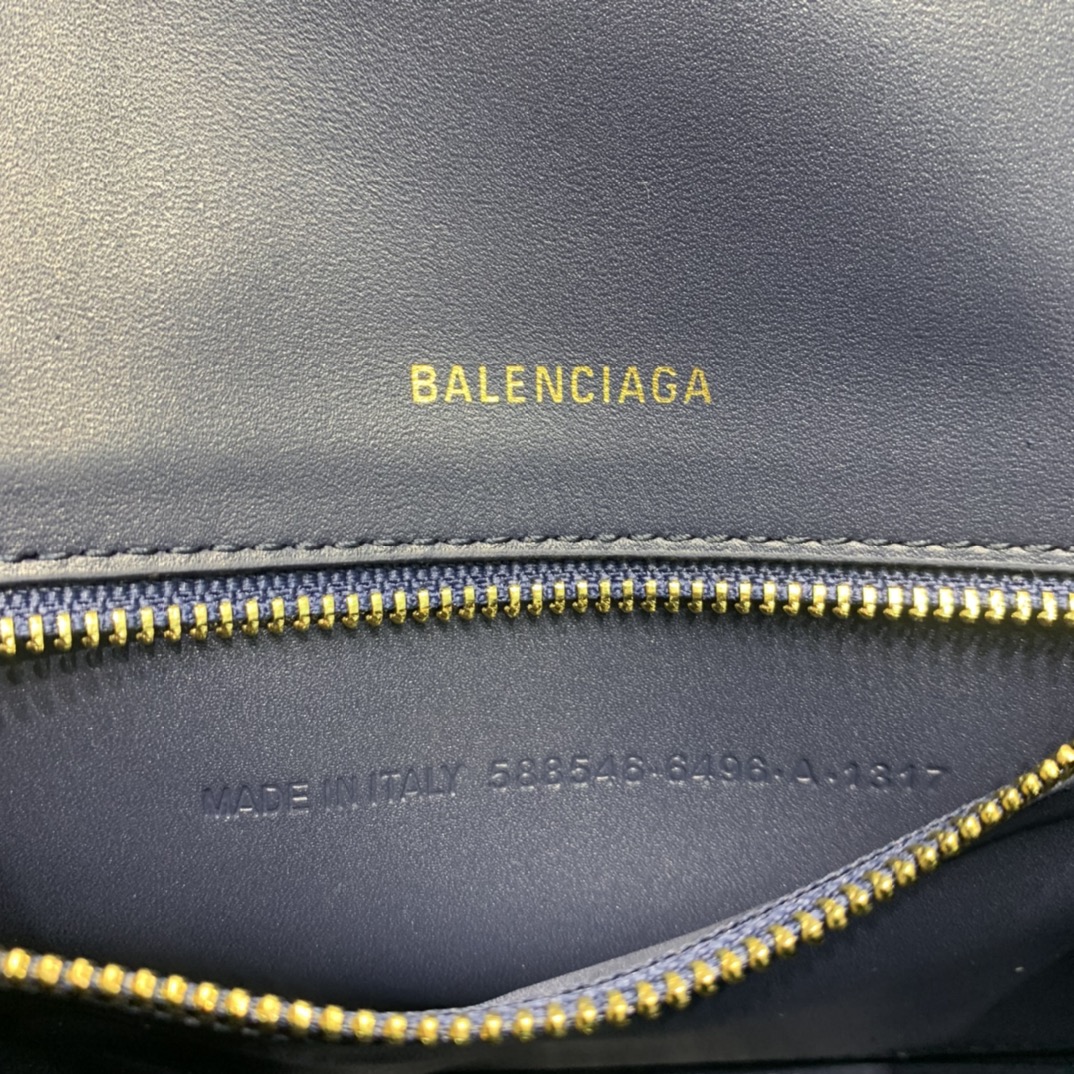 Balenciaga Hourglass XS Handbag Crocodile Embossed Shoulder Bag Dark Blue